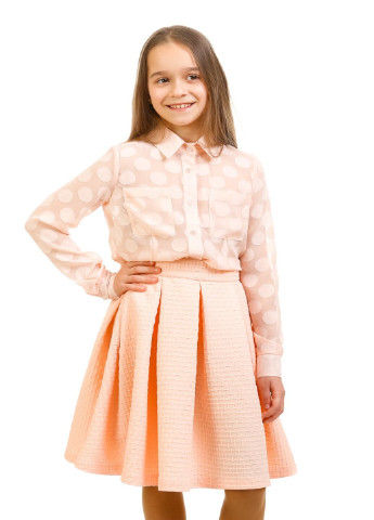 Персиковая в горошек блузка Kids Couture демисезонная