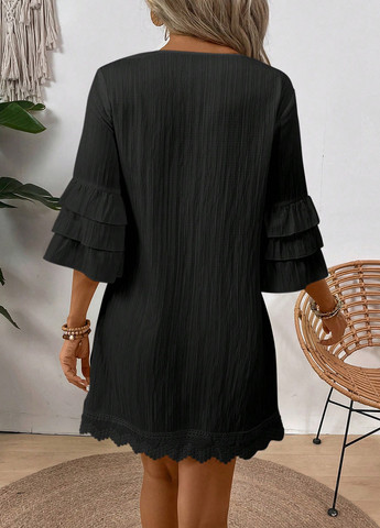 Черное кэжуал платье SHEIN однотонное