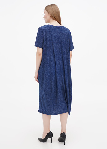 Синее кэжуал платье синего цвета в стиле бохо роза art 0122 BABOCHKA XL Collection однотонное