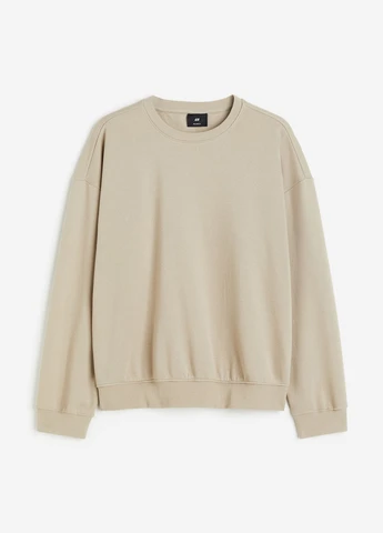 Бежевий світшот H&M однотонний без декору (300466243)