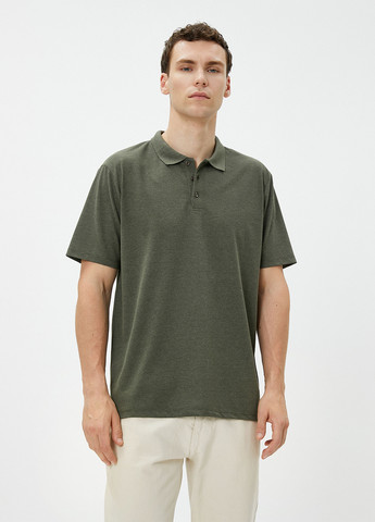 Оливковая (хаки) футболка-поло для мужчин KOTON