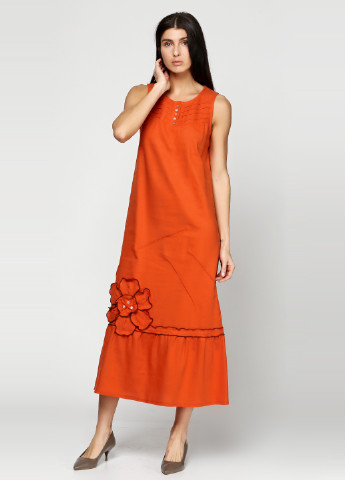 Оранжево-красное кэжуал платье Ruta-S однотонное