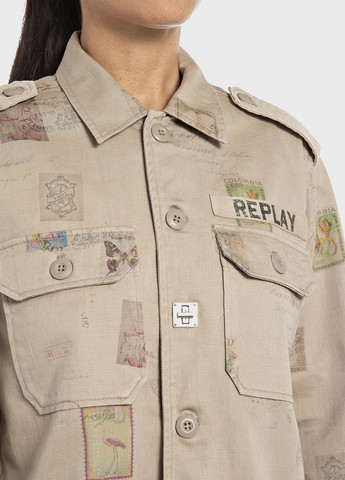 Бежевая кэжуал рубашка с рисунком Replay