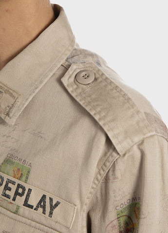Бежевая кэжуал рубашка с рисунком Replay
