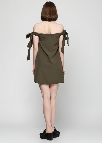Оливковое (хаки) кэжуал платье Miami Style однотонное