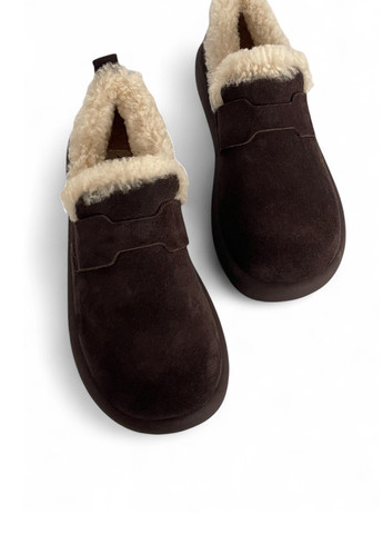 Коричневые слипоны ALLSY с мехом однотонные