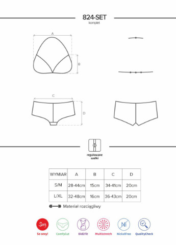 Чорний демісезонний комплект білизни (ліф, трусики) Obsessive