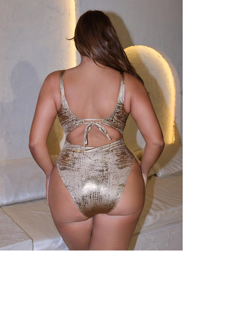 Золотистый летний купальник пландж SHEIN