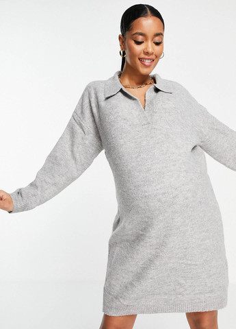 Серое кэжуал платье для беременных платье-свитер Asos меланжевое