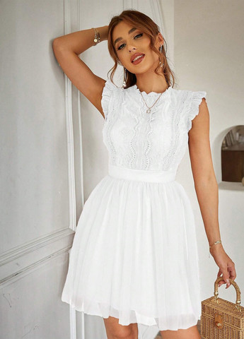 Білий святковий, коктейльна сукня кльош SHEIN однотонна