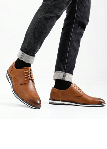 Коричневые кэжуал туфли SHEIN на шнурках