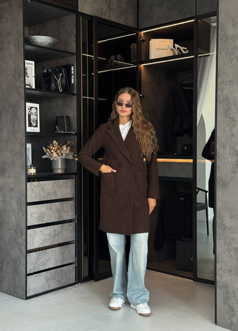 Коричневе демісезонне Пальто двобортне No Brand