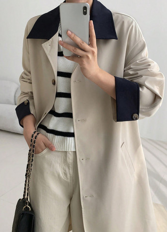 Плащ SHEIN тренчкот на гудзиках демісезон (367042502)