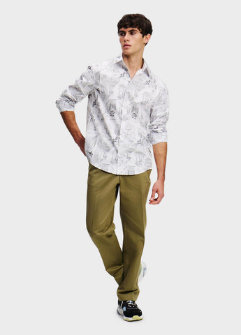 Белая классическая, кэжуал рубашка с рисунком Karl Lagerfeld