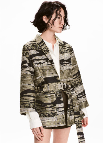 Хаки женский жакет H&M с абстрактным узором - демисезонный
