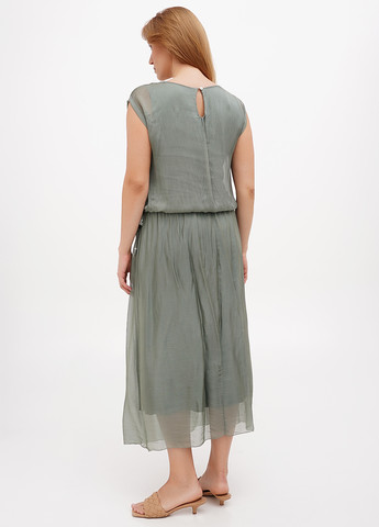 Оливкова кежуал сукня Pura Seta однотонна
