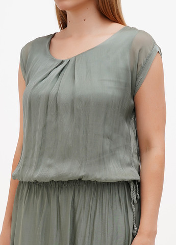 Оливкова кежуал сукня Pura Seta однотонна