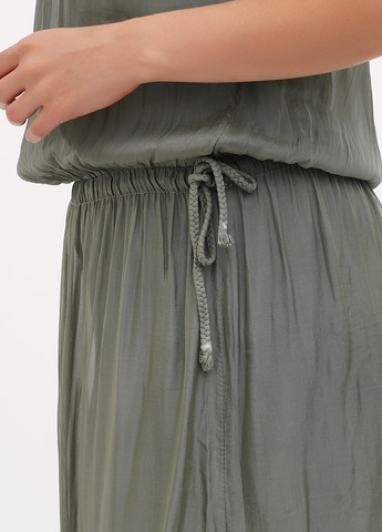 Оливкова кежуал сукня Pura Seta однотонна