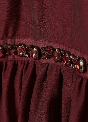Бордова коктейльна плаття, сукня кльош H&M однотонна
