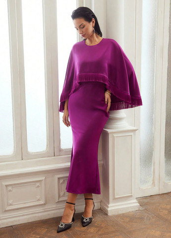 Фіолетова вечірня сукня SHEIN однотонна