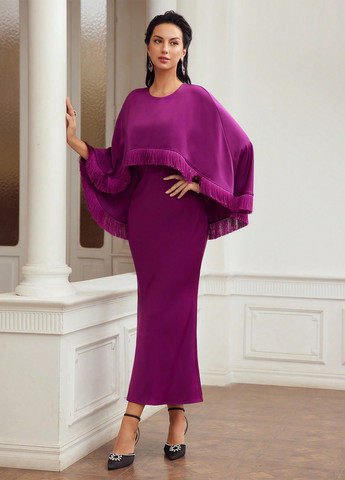 Фіолетова вечірня сукня SHEIN однотонна