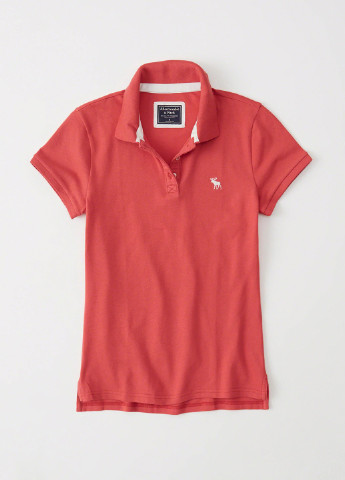 Красная женская футболка-поло Abercrombie & Fitch однотонная