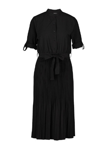 Черное кэжуал платье плиссированное Boohoo однотонное