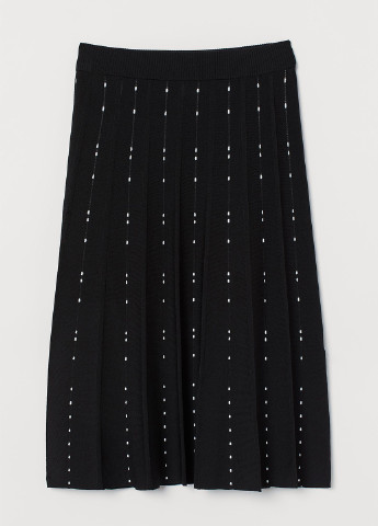 Черно-белая кэжуал с геометрическим узором юбка H&M а-силуэта (трапеция)