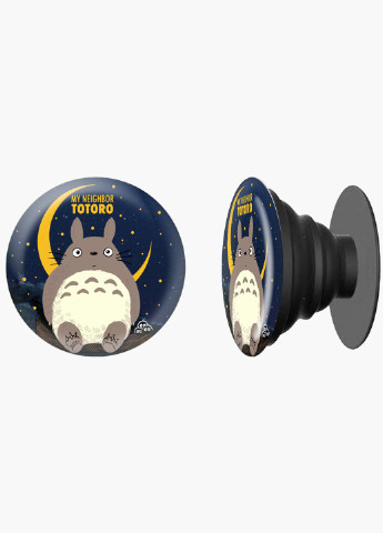 Попсокет (Popsockets) держатель для смартфона Мой сосед Тоторо (My Neighbor Totoro) (8754-2657) Черный MobiPrint (216836448)