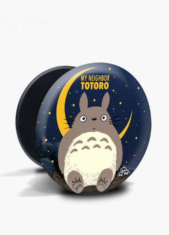 Попсокет (Popsockets) держатель для смартфона Мой сосед Тоторо (My Neighbor Totoro) (8754-2657) Черный MobiPrint (216836448)