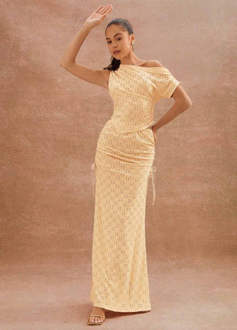 Светло-желтая вечерний, кэжуал однотонная юбка SHEIN годе