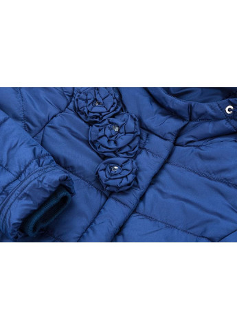 Синяя демисезонная куртка удлиненная с капюшоном и цветочками (sicy-g107-110g-blue) Snowimage