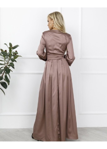 Светло-коричневое вечернее платье 12273 s бордовый ISSA PLUS однотонное