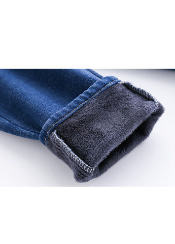 Синие зимние утепленные джинсы No Brand