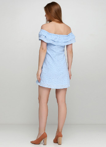 Голубое кэжуал платье с открытыми плечами H&M однотонное