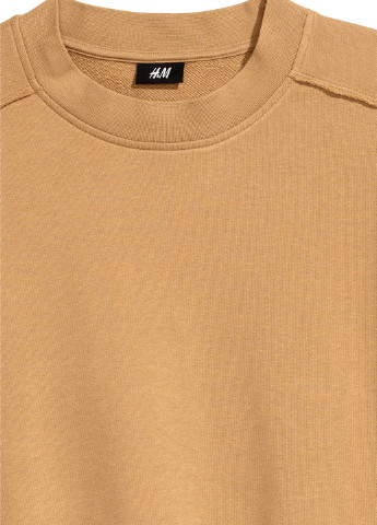 Свитшот H&M - крой однотонный светло-коричневый кэжуал - (115940335)