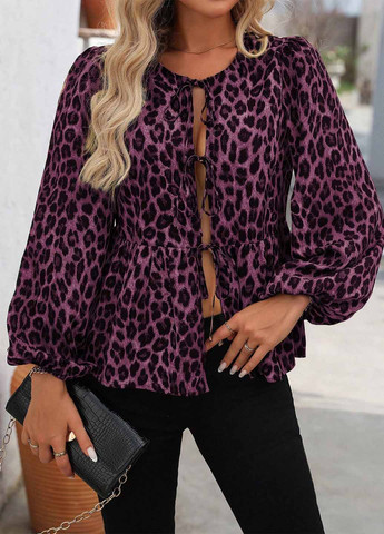 Фуксія блуза з баскою SHEIN