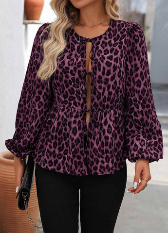 Фуксія блуза з баскою SHEIN