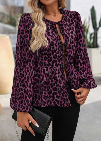 Фуксія блуза з баскою SHEIN