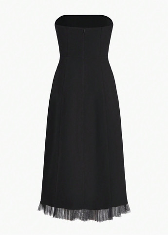 Чорна коктейльна, вечірня сукня з відкритими плечима SHEIN однотонна