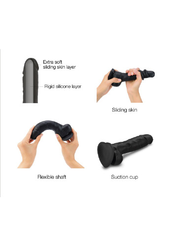 Реалістичний фалоімітатор Sliding Skin Realistic Dildo Black - XL, ефект рухливої шкіри Strap-On-Me (254885451)