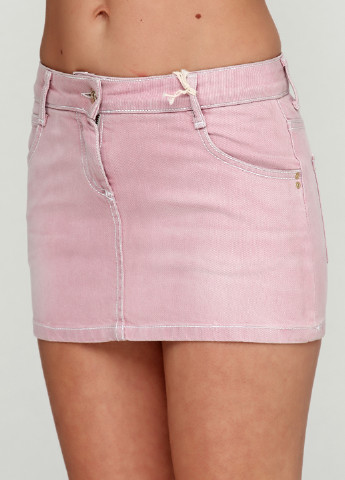 Розовая джинсовая однотонная юбка Patrizia Pepe мини