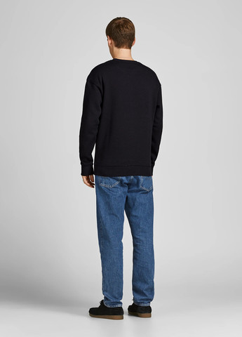 Чорний світшот Jack & Jones однотонний без декору (354686431)