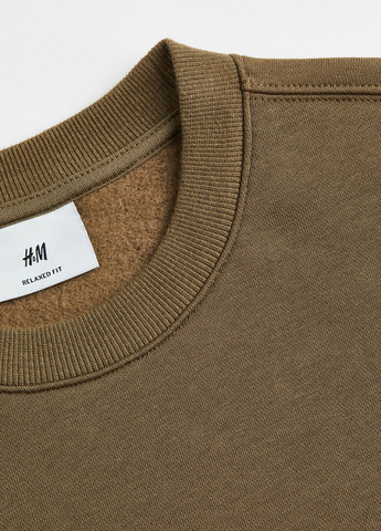 Хакі світшот H&M малюнок без декору (302883285)