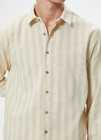 Светло-бежевая кэжуал рубашка в полоску KOTON