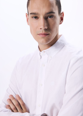 Белая кэжуал рубашка однотонная Springfield