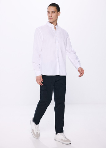 Белая кэжуал рубашка однотонная Springfield