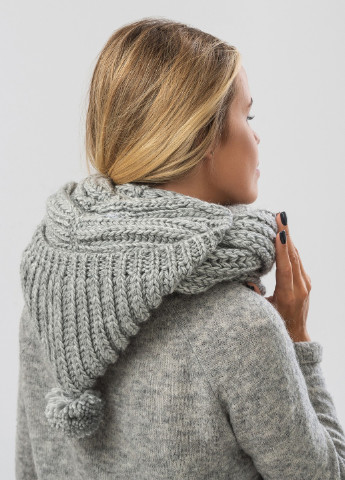 Снуд женский с капюшоном -03 48х30см Светло-серый W-Luxury 9249P (254046383)