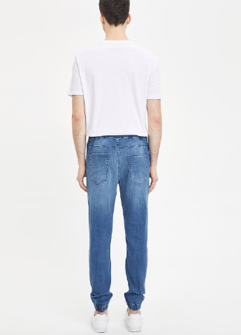 Штани DeFacto завужені темно-блакитні джинсові бавовна