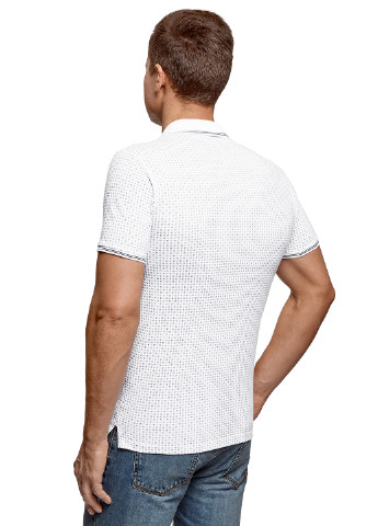 Белая футболка-поло для мужчин Oodji с геометрическим узором